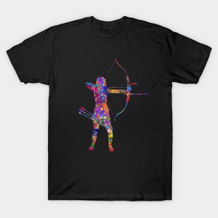 Archery girl player watercolor T-Shirt